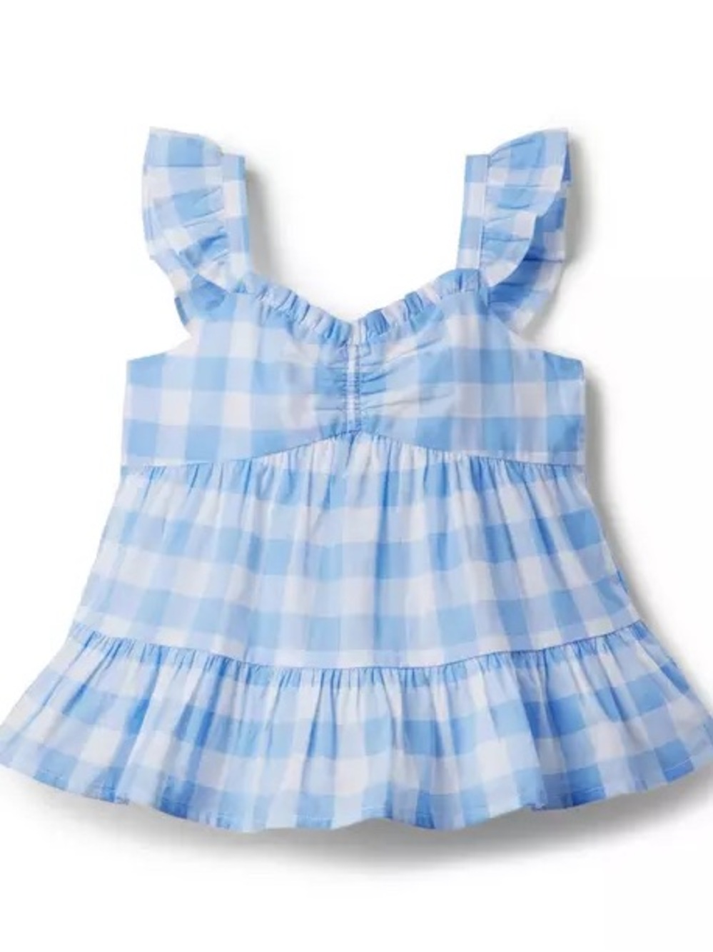 Janie and Jack Girls' Blue Gingham Ruffle Top